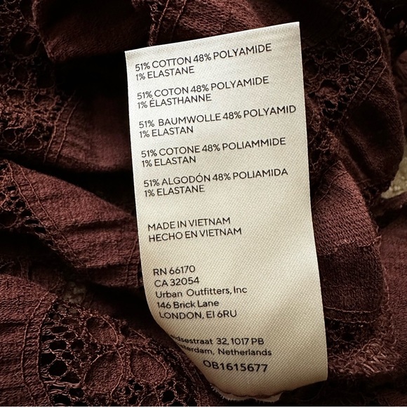 Free People Candy Shop Brown Crochet Women's Oversized Blouse Top - Picture 7 of 7